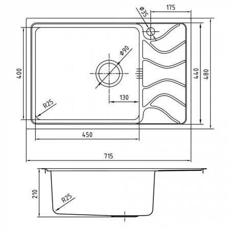 Кухонная мойка, нержавеющая сталь iddis REE71SLi77, сталь
