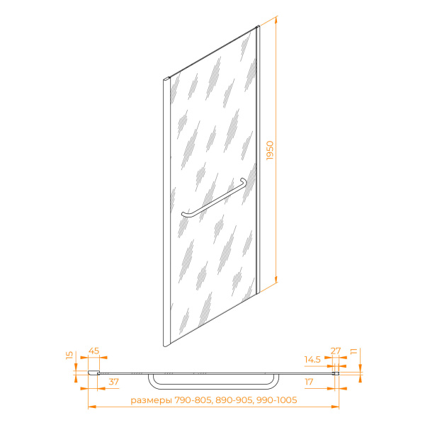 Боковая стенка 80 см RGW Z-060-2B 352206208-14 прозрачное