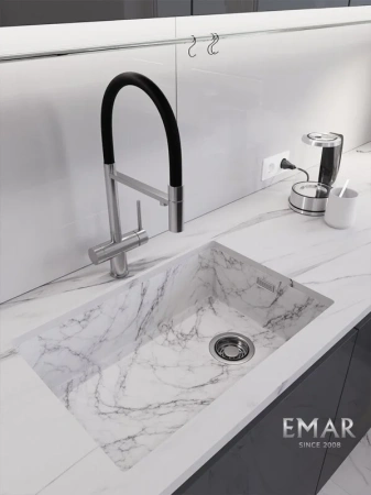Кухонная мойка (66х44) EMAR EMB-660(UN) White Elegant