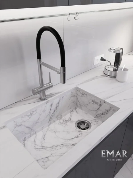 Кухонная мойка (66х44) EMAR EMB-660(UN) White Elegant