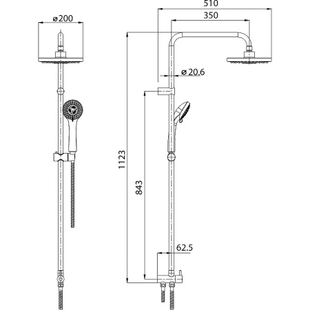 Душевая система Koller Pool Round RNSD200