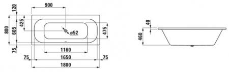 Ванна акриловая Laufen Solutions 2.2450.1.000.695.1