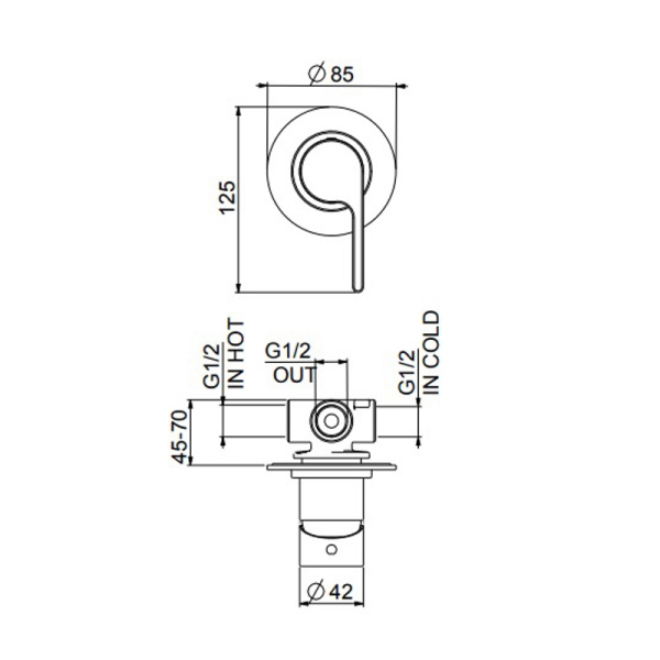 Смеситель для душа встраиваемый Webert DoReMi DR880101560, черный Смеситель для душа встраиваемый Webert DoReMi DR880101560, черный