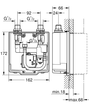 Скрытый монтажный ящик Grohe Eurosmart Cosmo E 36336 001 (36336001) хром