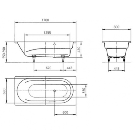 Стальная ванна (170х80) Kaldewei Vaio Star 961 Standard 234100010001