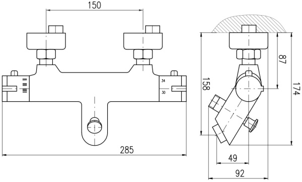 Смеситель для ванны Rav Slezak Termostat TRM54.5CMATC