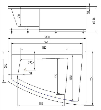 Акриловая ванна Aquatek Оракул (180x125) ORK180-0000004 левая