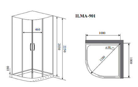 Душевая кабина (100х100) Timo Premium ILMA901