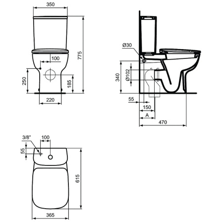 Унитаз напольный Ideal Standard Esedra T282001+T282801+T318301