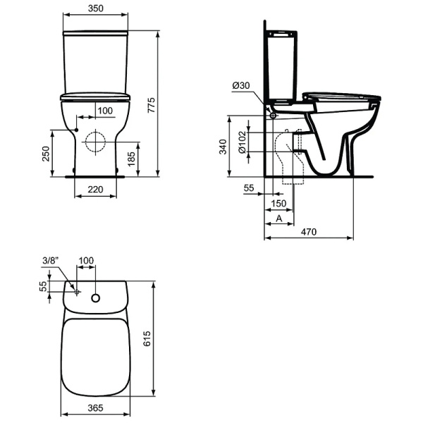Унитаз напольный Ideal Standard Esedra T282001+T282801+T318301