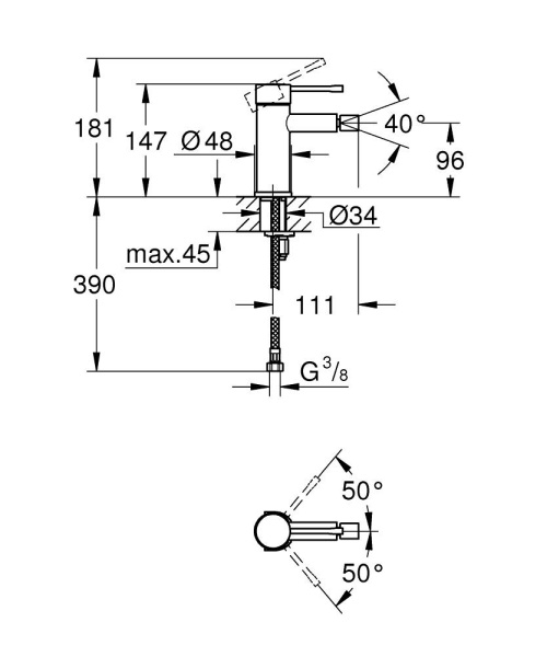 Смеситель для биде однорычажный Grohe Essence New 24395 KF1 (24395KF1) черный матовый