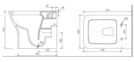 Унитаз приставной BelBagno Silvia BB225B