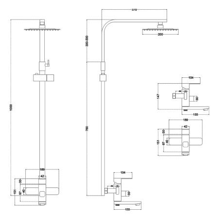 Душевая система с изливом Melana Stello 610307-1