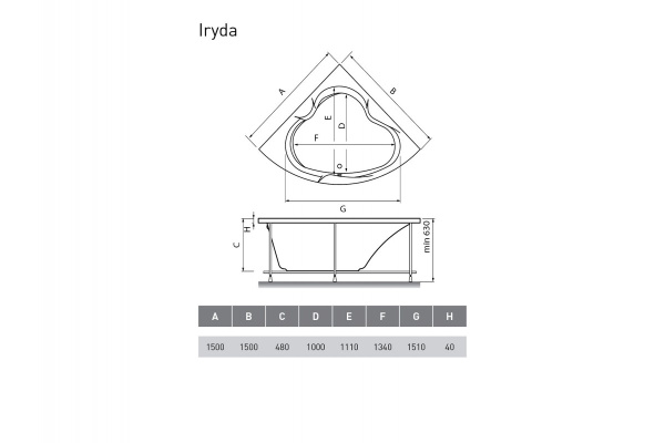 Акриловая ванна (150х150) Vayer Iryda Гл000006822 Акриловая ванна (150х150) Vayer Iryda Гл000006822