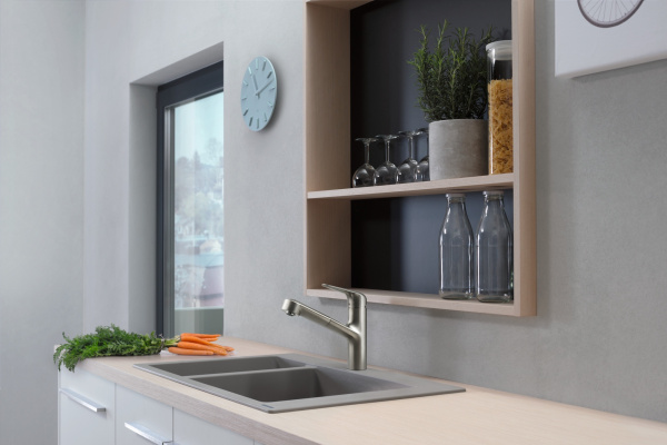 Смеситель для кухни с выдвижным изливом Hansgrohe Focus M42 71814800 нержавеющая сталь