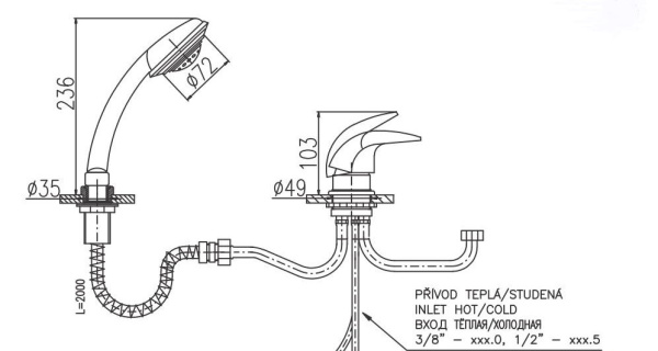 Смеситель на борт ванны Rav Slezak Dunaj D475.5YZ