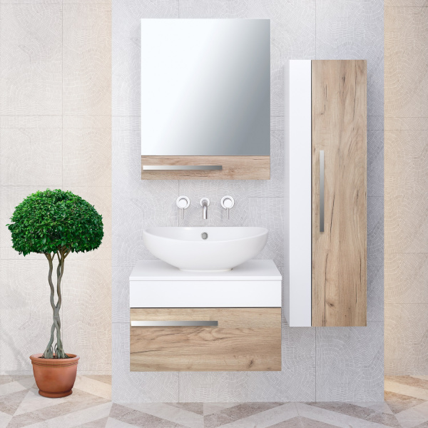 Зеркальный шкаф Runo правый крафтовый дуб Вудлайн 60 (00-00001346)