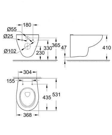 Подвесной безободковый унитаз Grohe Bau Ceramic 39427 000 (39427000)