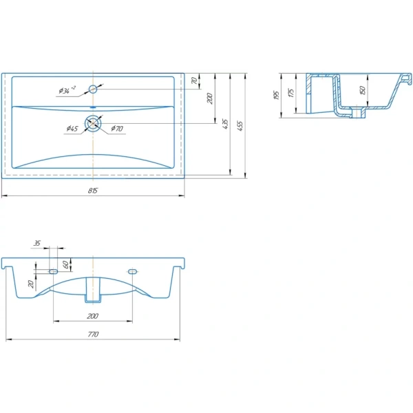 Раковина встраиваемая Grossman Фостер 80 30478