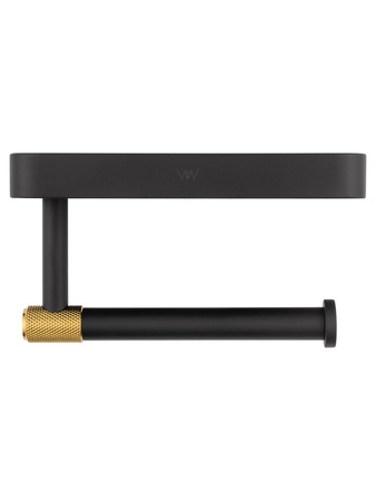 Держатель для туалетной бумаги с полкой WONZON & WOGHAND MAJESTIC, черный/золото WW-9226