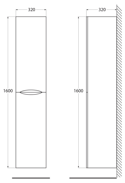 Пенал BelBagno ACQUA-1600-2A-SC-RR-P Rovere Rustico