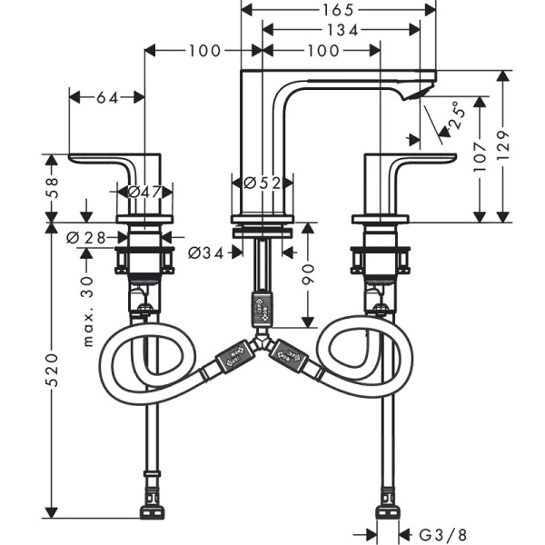 Смеситель для раковины Hansgrohe Rebris S 72530000