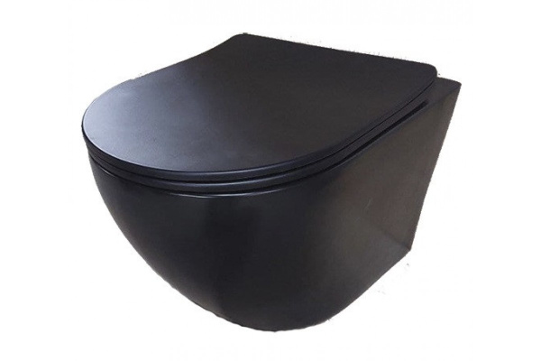 Подвесной безободковый унитаз Relisan WM 703 Black  Гл000026452