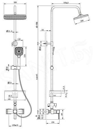 Душевая система Lemark Evitta с регулируемой высотой штанги (LM0560C)