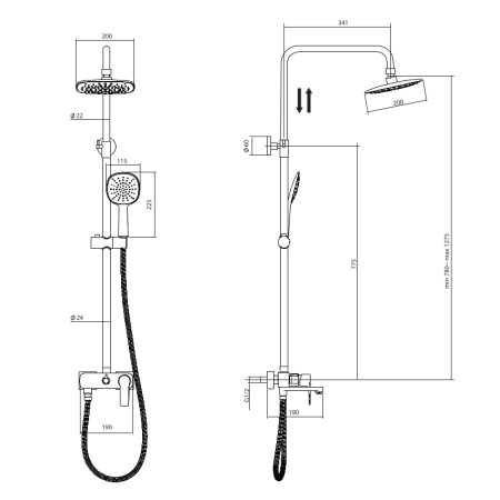 Тропическая душевая система с изливом Rush ST4235-40