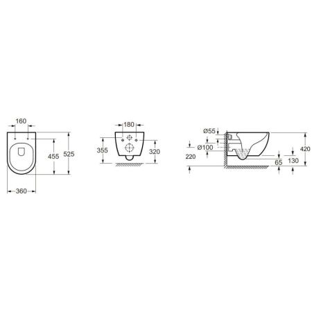 Унитаз подвесной безободковый Art&Max Torino AM823-V (без сиденья)