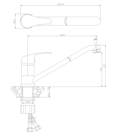 Смеситель для кухонной мойки Rossinka Y (Y35-21U)