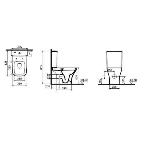 Унитаз компакт с бачком и сиденьем микролифт Vitra Polar Open-Back 9843B003-7201 