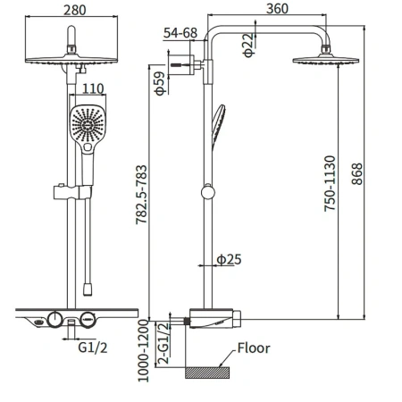Душевая система с изливом  Arrow AG3331CP хром