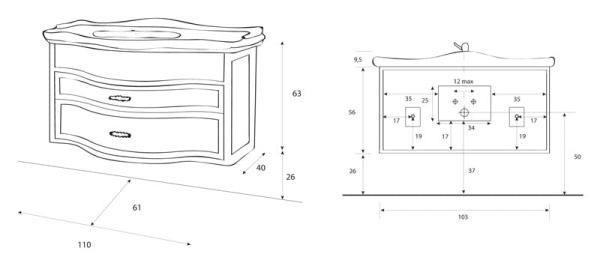 Тумба для раковины Cezares Rondo RO/02.01
