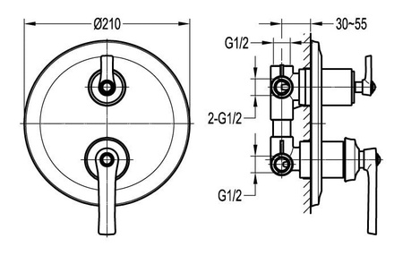 Смеситель для душа Cezares Amalfa AMALFA-VDIM3-M-01