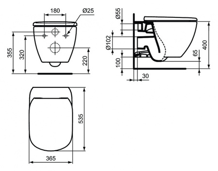 Комплект инсталляция + унитаз Ideal Standard Prosys Frame 120 M T355101PT