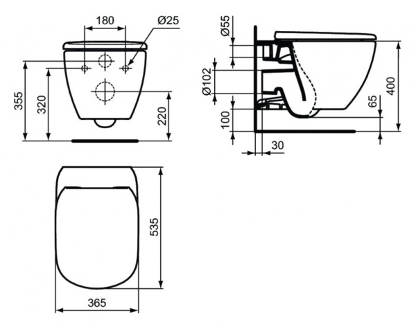 Комплект инсталляция + унитаз Ideal Standard Prosys Frame 120 M T355101PT