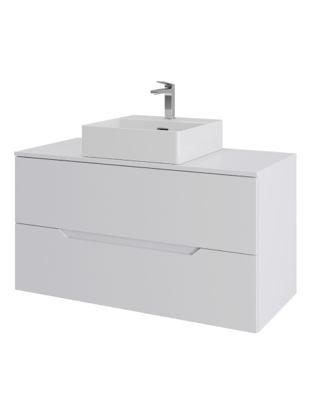 Тумба с раковиной подвесная 100 см, Orange Line Li-100TuwMDF+B04-500W белый