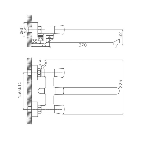 Смеситель для ванны Cron CN20866 Смеситель для ванны Cron CN20866