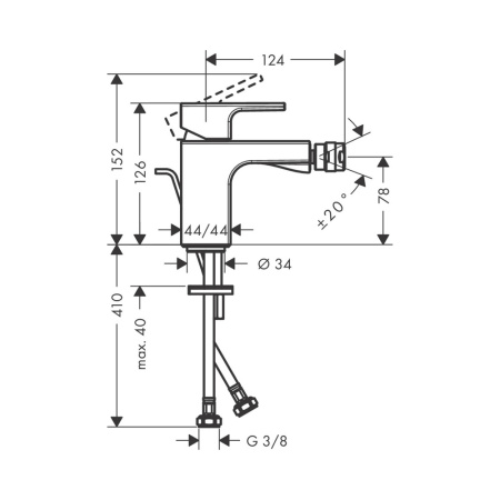 Смеситель для биде с донным клапаном Hansgrohe Vernis Shape 71219670 черный матовый