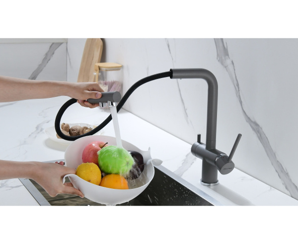 Смеситель для кухни с подключением к фильтру  Paulmark Serpentine Se213222-GRM