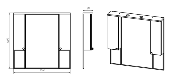 Зеркало-шкаф (102х100) Misty Латте 105 П-Лат02105-011