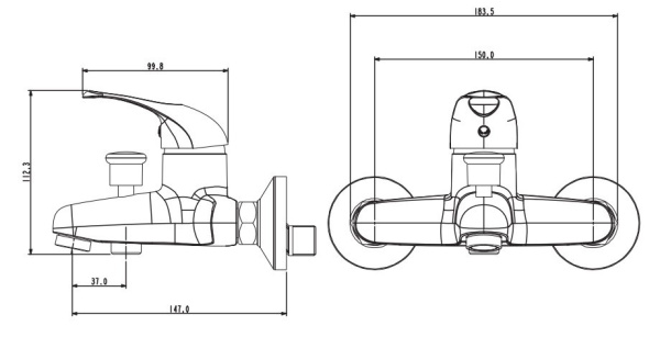 Смеситель для ванны Esko Singapore white SI 54, белый 