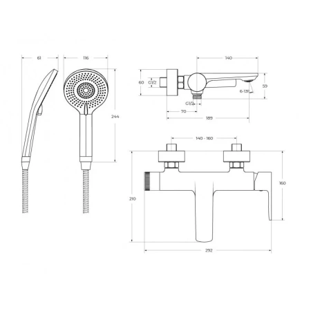 Смеситель для ванны CEZARES LUX-VD-01