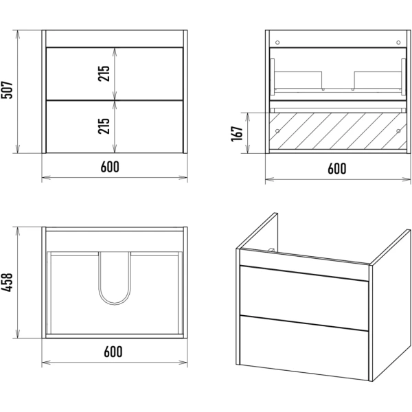 Тумба с раковиной 60 Brevita Greenwood УТ000024348
