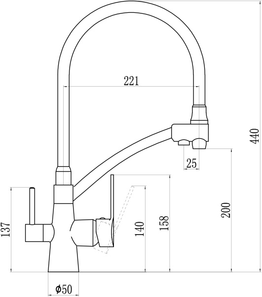 Смеситель хром для кухни под фильтр Savol S-L1805-04 Смеситель хром для кухни под фильтр Savol S-L1805-04