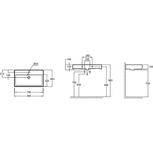 Раковина встраиваемая сверху (80х46) Jacob Delafon Vivienne EXBI112-NGM матовая