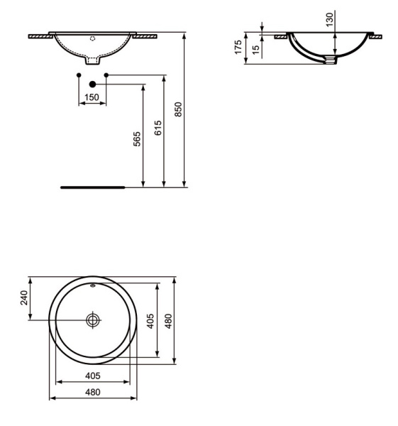 Раковина встраиваемая сверху Ideal Standard Connect E505301