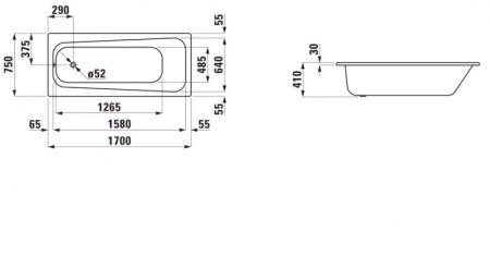 Стальная ванна Laufen Pro 2.2395.3.000.040.1