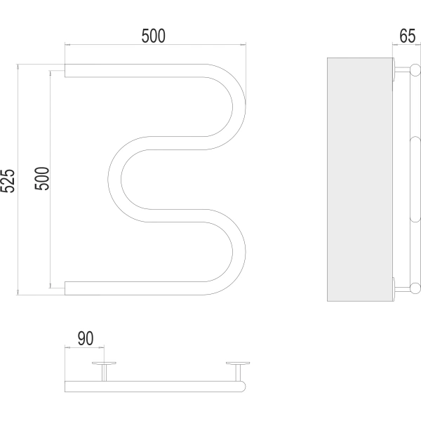 Полотенцесушитель электрический Terminus Электро 25 М-обр (500х500) 4620768883910